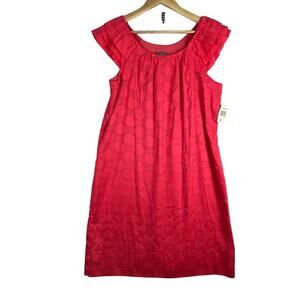 NEW Rabbit Rabbit Rabbit Women's 10 Cap Ruffled Sleeves Pink Circle Lined Dress